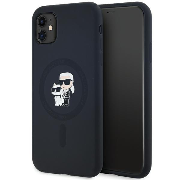 Karl Lagerfeld Silikona Karl&Choupette Magnētiskais viedtālruņa apvalks iPhone 11 / Xr - melns