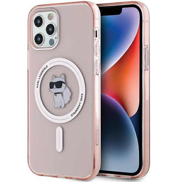 Karl Lagerfeld IML Choupette Magnētiskais viedtālruņa apvalks iPhone 12/12 Pro - rozā