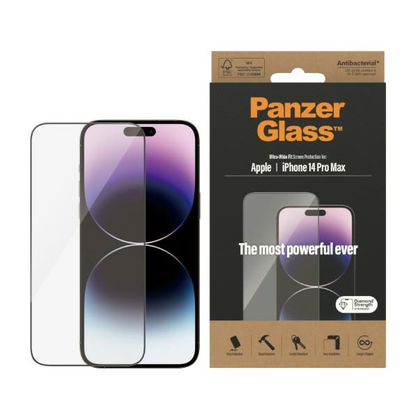 PanzerGlass Ultra-Wide Fit antibakteriālais rūdītais stikls iPhone 14 Pro Max viedtālrunim