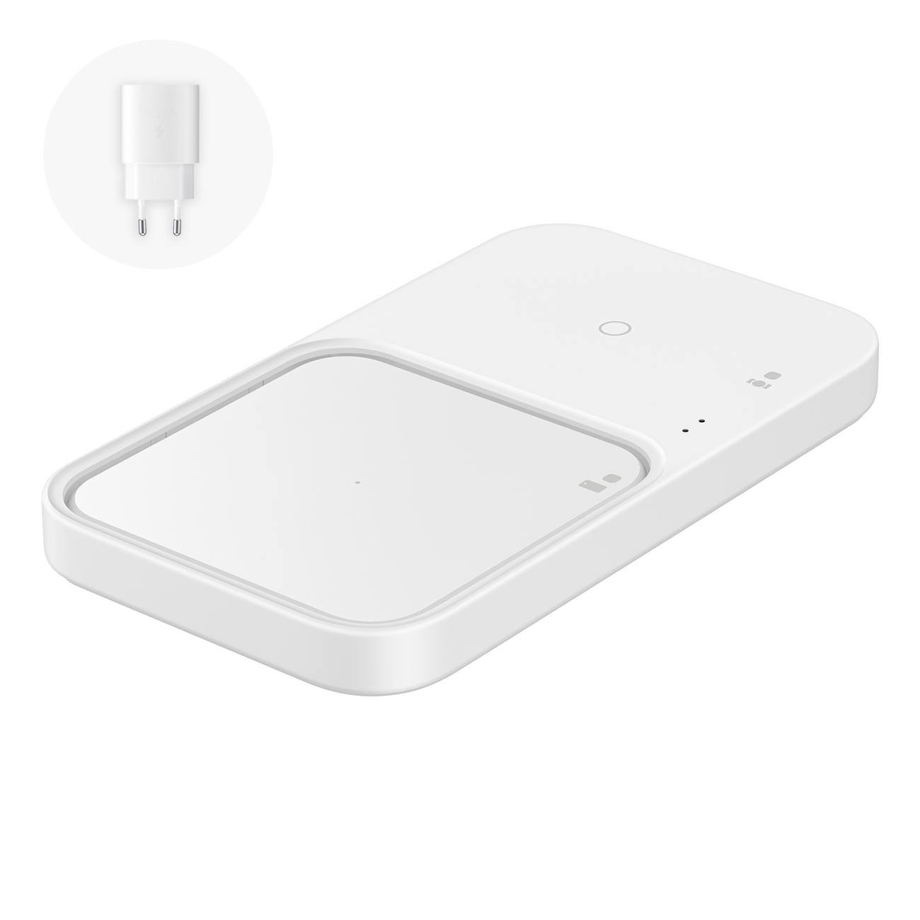 Samsung Wireless Charger Duo EP-P5400TWEGEU 15W indukcijas lādētājs - balts + tīkla lādētājs + kabelis