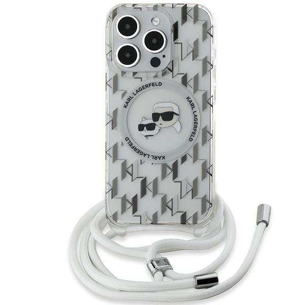Karl Lagerfeld IML Crossbody Monogramma Karl & Choupette galvas MagSafe apvalks iPhone 15 Pro - caurspīdīgs