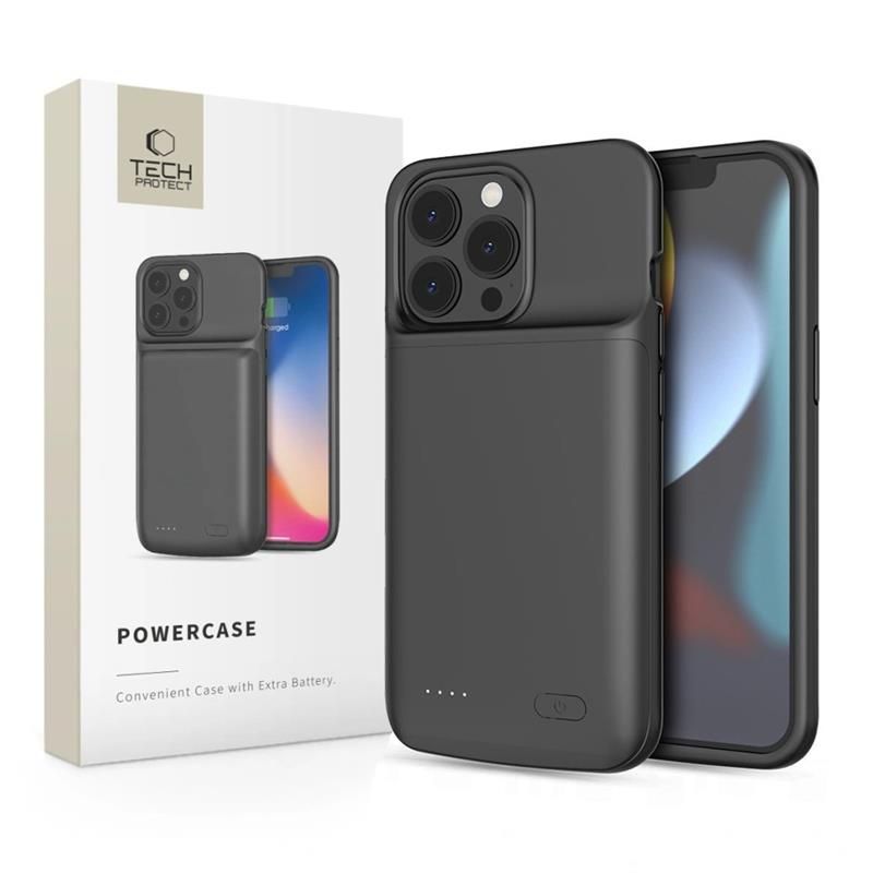 Tech-Protect PowerCase iPhone 13 / 13 Pro ar 4800mAh portatīvo lādētāju - melna