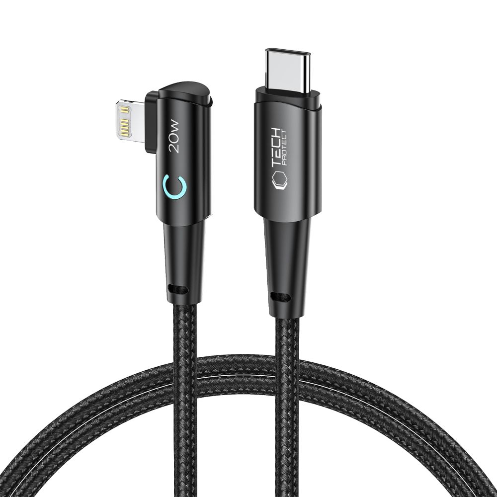 Tech-Protect UltraBoost L kabelis Lightning (leņķveida) / USB-C (taisns) PD 20W 3A 1m - pelēks