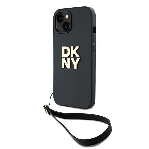 DKNY Viedtālruņa apvalks ar siksniņu un logotipu iPhone 15 Plus - melns