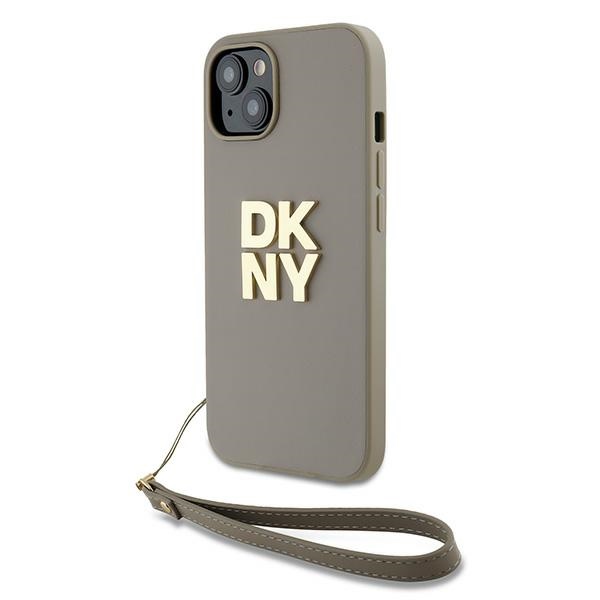DKNY Viedtālruņa apvalks ar siksniņu un logotipu iPhone 15 / 14 / 13 - bēšs