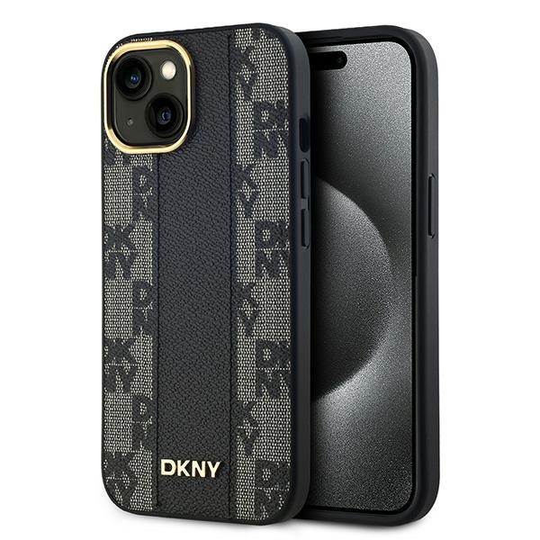 DKNY Ādas rūtainais magnētiskais apvalks iPhone 15/14/13 - melns