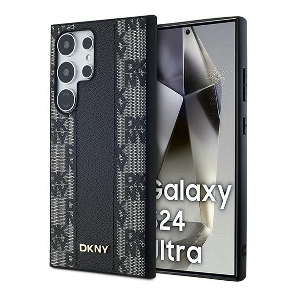 DKNY Ādas rūtainais magnētiskais apvalks Samsung Galaxy S24 Ultra - melns