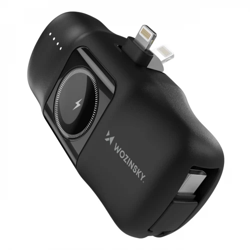 Power Bank Wozinsky "WF16-YLS" melns (bezvadu uzlāde 15W) + integrēts Type-C savienojums