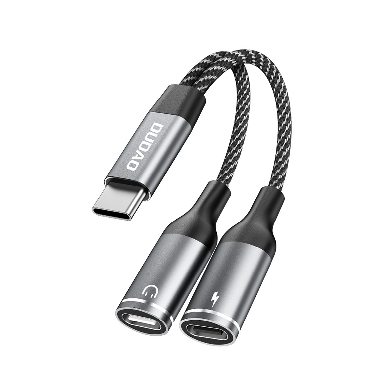 Dudao L13C+ 2in1 USB-C adapteris - pelēks
