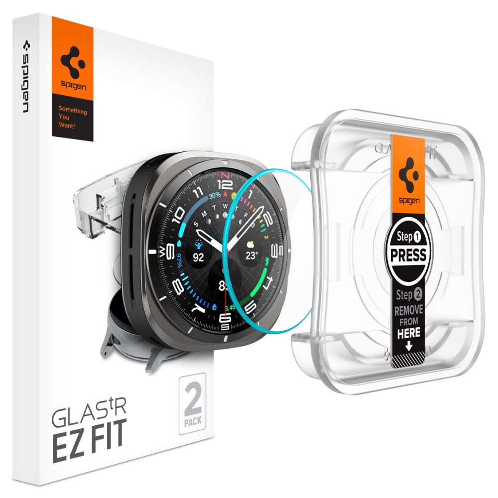 Spigen Glas.TR EZ Fit rūdīts aizsargstikls Samsung Galaxy Watch Ultra (47mm) - caurspīdīgs (2 gab. komplekts)