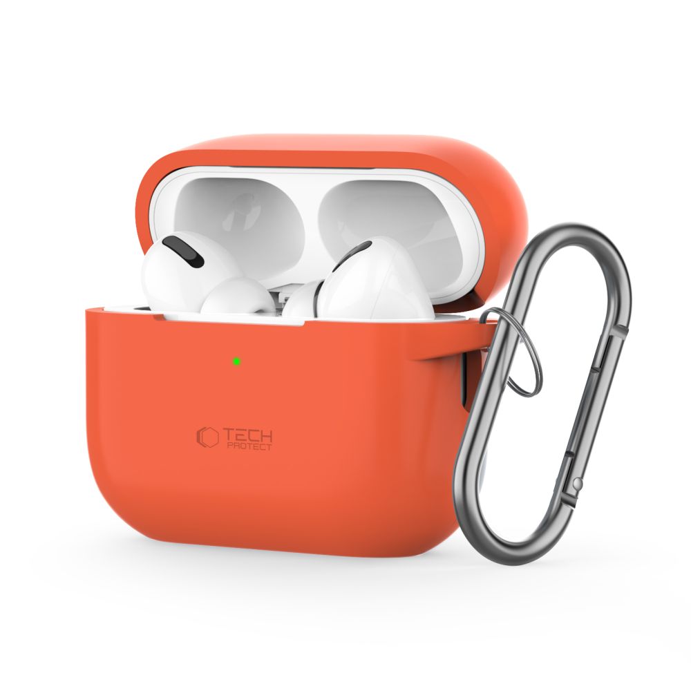 Tech-Protect silikona apvalks ar āķi Apple AirPods Pro 1 / 2 - oranžs