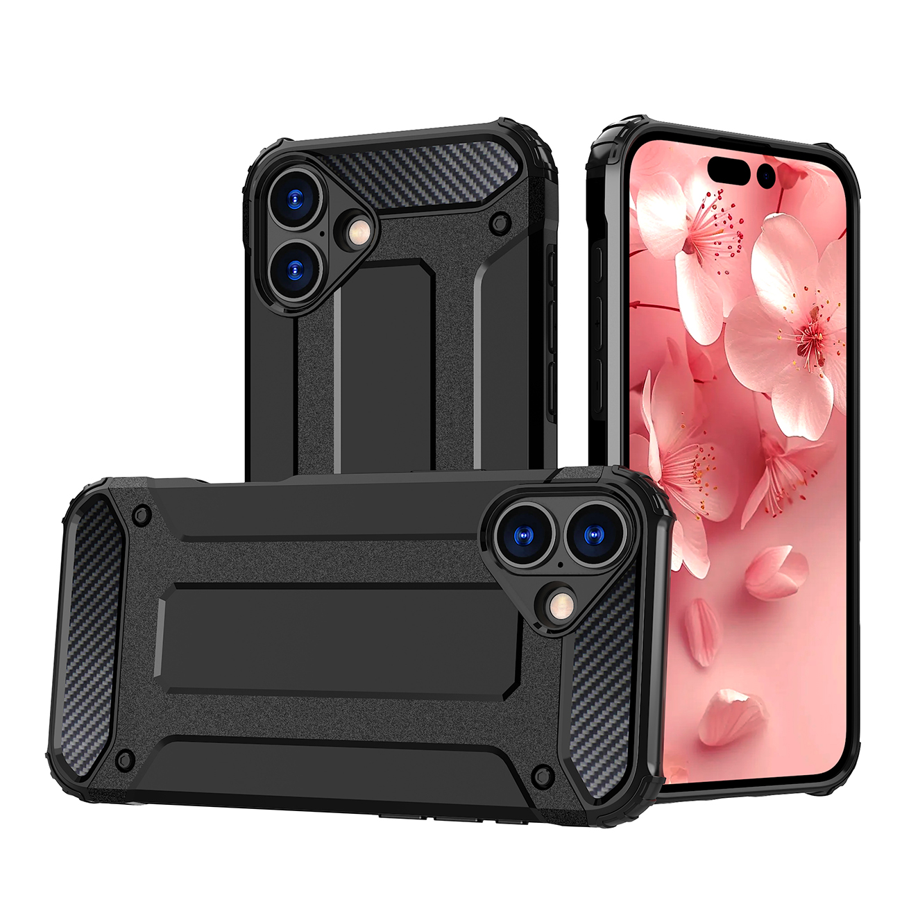 Hybrid Armor viedtālruņa apvalks iPhone 16 Plus - melns