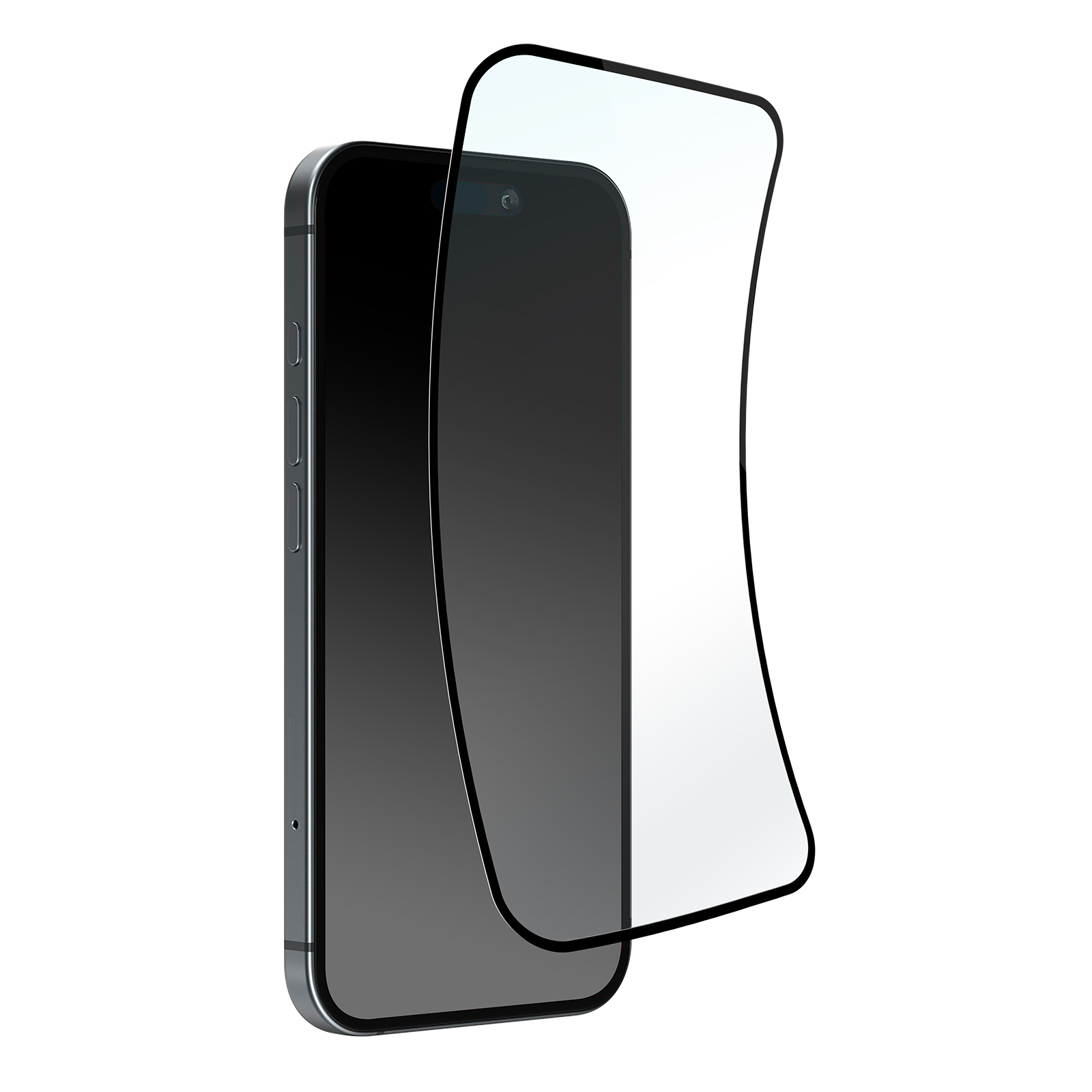 Гибридное стекло Puro Flexible Glass D3O с чёрной рамкой для iPhone 16 Plus / iPhone 15 Pro Max / iPhone 15 Plus