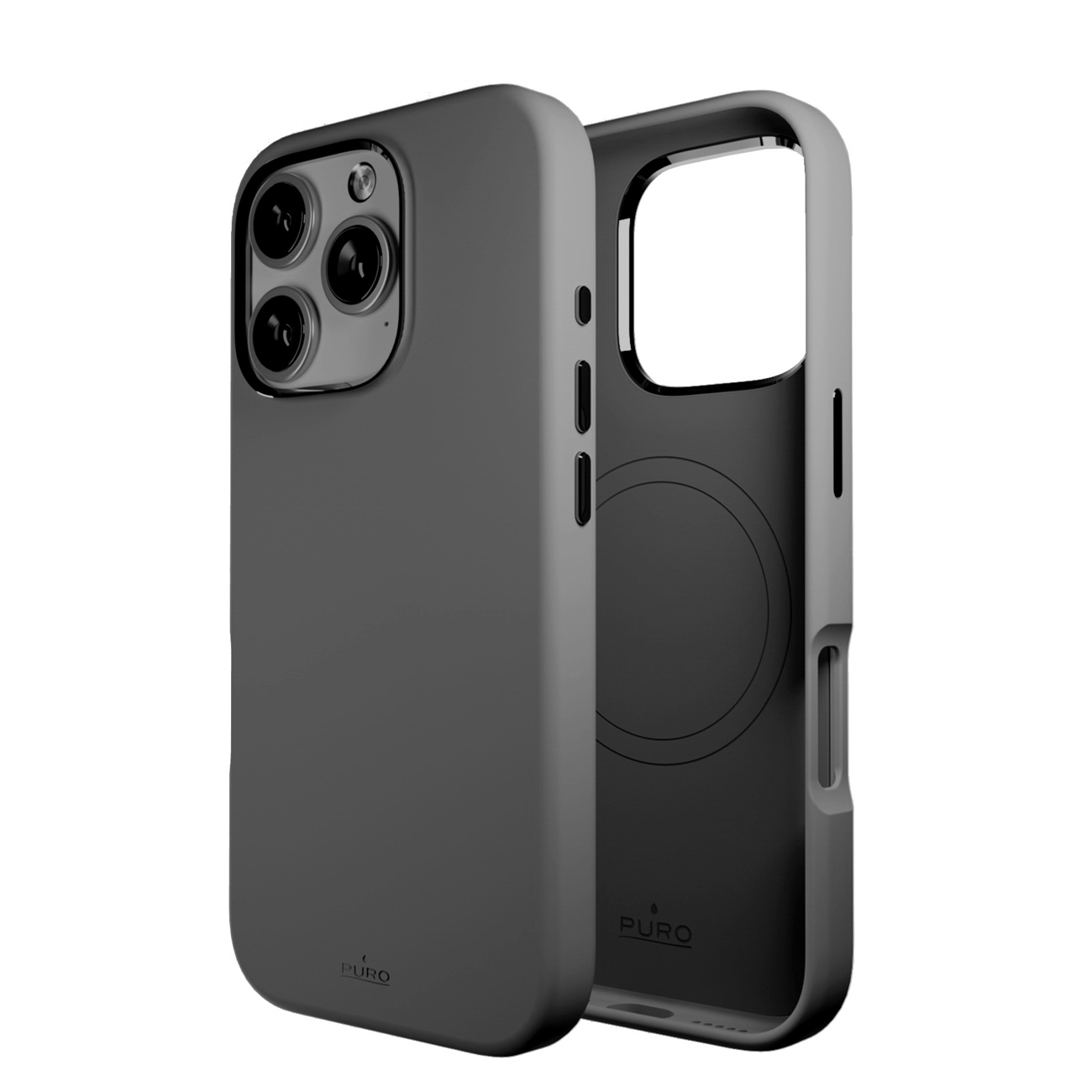 Puro Icon Mag Pro MagSafe silikona apvalks iPhone 16 Pro - tumši pelēks