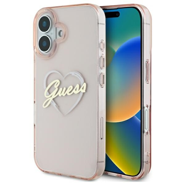 Guess IML Heart viedtālruņa apvalks iPhone 16 - rozā