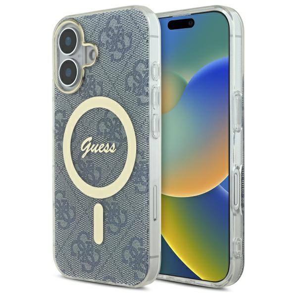 Guess IML 4G MagSafe viedtālruņa apvalks iPhone 16 - zils