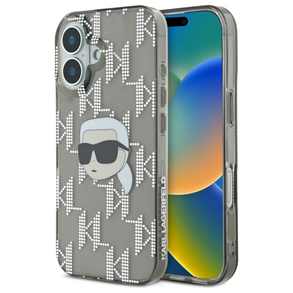 Karl Lagerfeld IML Karl Head Electroplated viedtālruņa apvalks iPhone 16 - melns