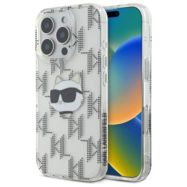 Karl Lagerfeld IML Choupette Head Electroplated viedtālruņa apvalks iPhone 16 Pro Max - caurspīdīgs