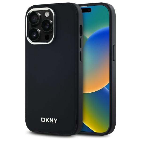 DKNY Vienkāršs logotips Magnētiskais viedtālruņa apvalks iPhone 14 Pro - melns