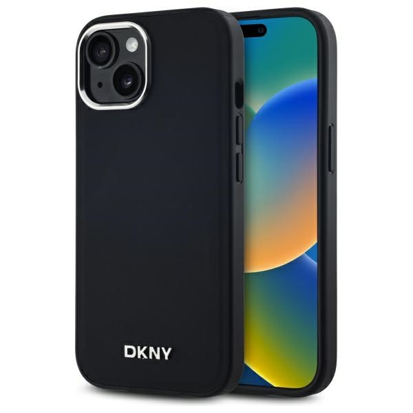 DKNY Vienkāršs logotips Magnētiskais viedtālruņa apvalks iPhone 14 - melns