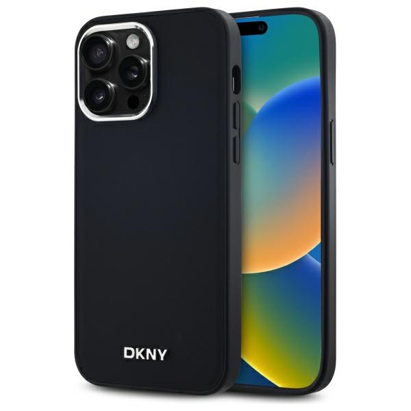 DKNY Vienkāršs logotips Magnētiskais viedtālruņa apvalks iPhone 14 Pro Max - melns