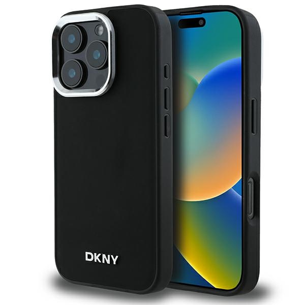 DKNY Vienkāršs sudraba logotips magnētiskais iPhone 16 Pro Max viedtālruņa apvalks - melns