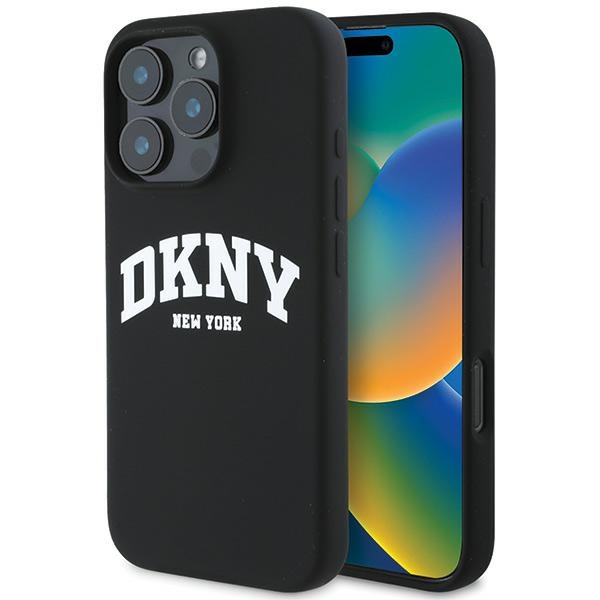 DKNY Silikona baltais drukāts logotips magnētiskais viedtālruņa apvalks iPhone 16 Pro Max - melns