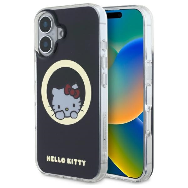 Hello Kitty IML Saldā kaķenīte magnētiskais iPhone 16 viedtālruņa apvalks - melns