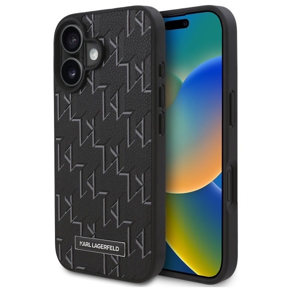Karl Lagerfeld Hot Stamp MagSafe iPhone 16 Plus apvalks - melns
