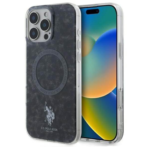 US Polo IML Ring MagSafe viedtālruņa apvalks iPhone 16 Pro - Melns