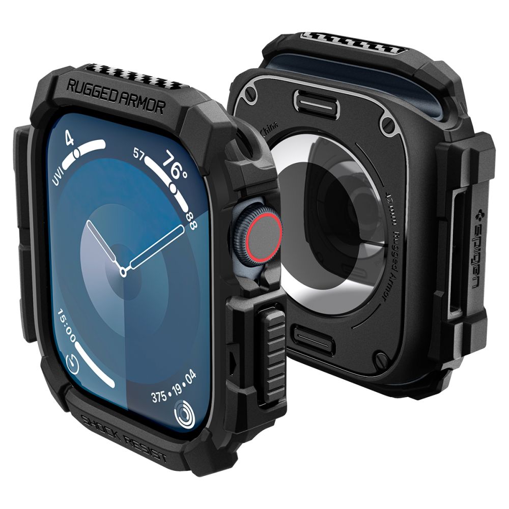 Чехол Spigen Rugged Armor для Apple Watch 10 (42mm) - чёрный