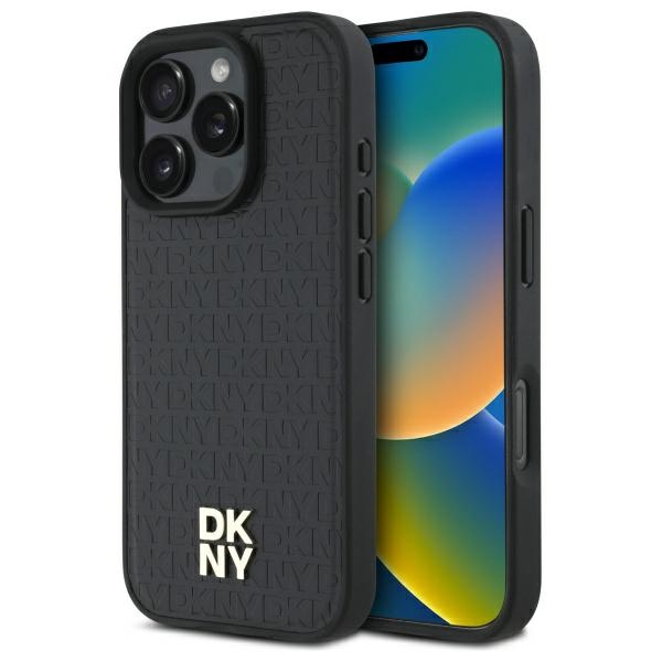 DKNY ar atkārtotu logotipu Magnētiskais viedtālruņa apvalks iPhone 16 Pro Max - melns