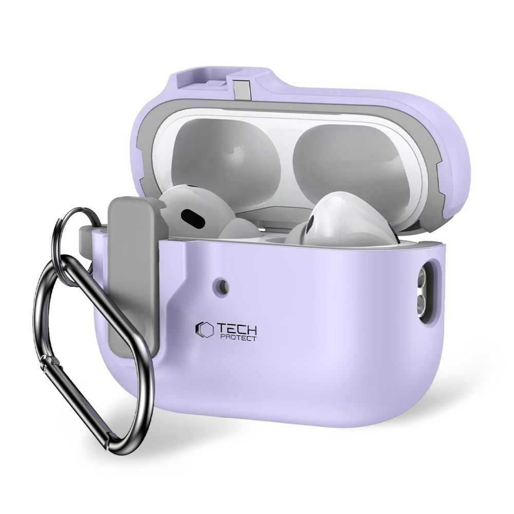 Tech-Protect Slim Hook apvalks ar karabīni Apple AirPods Pro 1 / 2 – violets