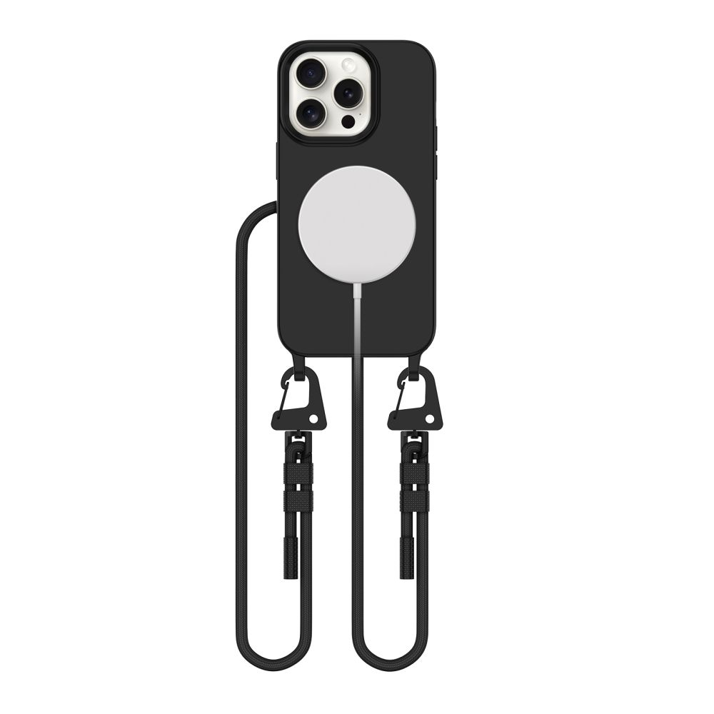 Tech-Protect MagNecklace Magnētiskais iPhone 15 Pro viedtālruņa apvalks - melns