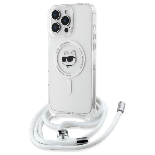 Karl Lagerfeld IML Choupette galva un aukla MagSafe iPhone 16 Pro viedtālruņa apvalks - caurspīdīgs