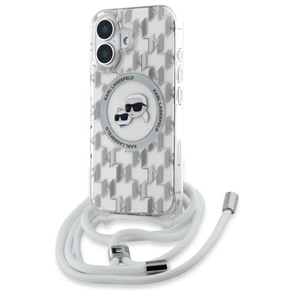 Karl Lagerfeld IML pār plecu monogrammas Karl un Choupette galvas MagSafe iPhone 16 viedtālruņa apvalks - caurspīdīgs