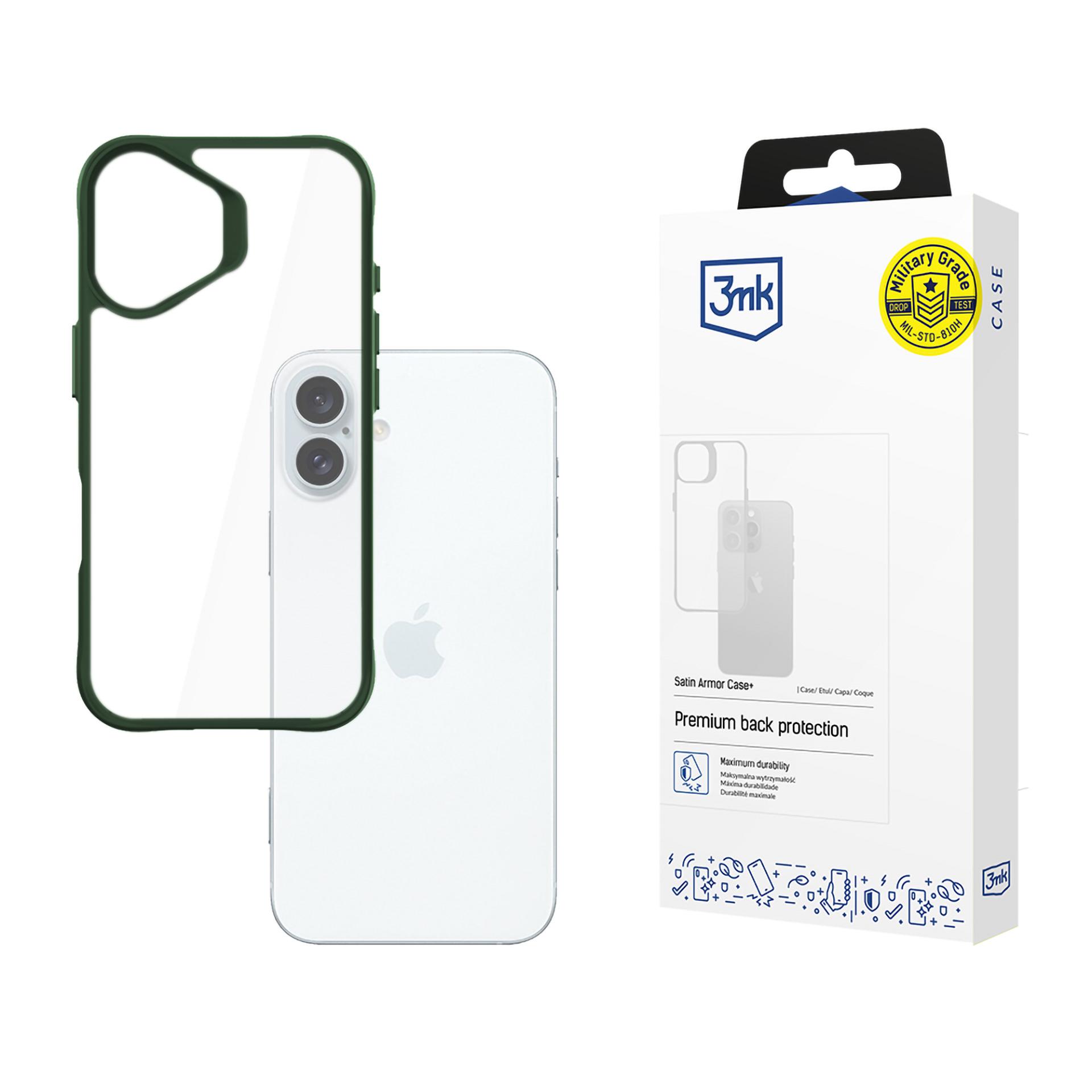 3mk Satin Armor viedtālruņa apvalks Green Apple iPhone 16 Plus – caurspīdīgs