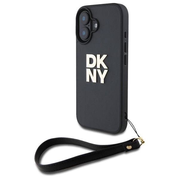 DKNY Wrist Strap Stock Logo viedtālruņa apvalks iPhone 16 - melns