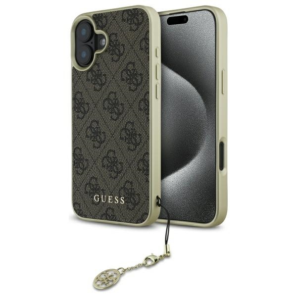 Guess 4G Charms Kolekcijas viedtālruņa apvalks iPhone 16 Plus - brūns
