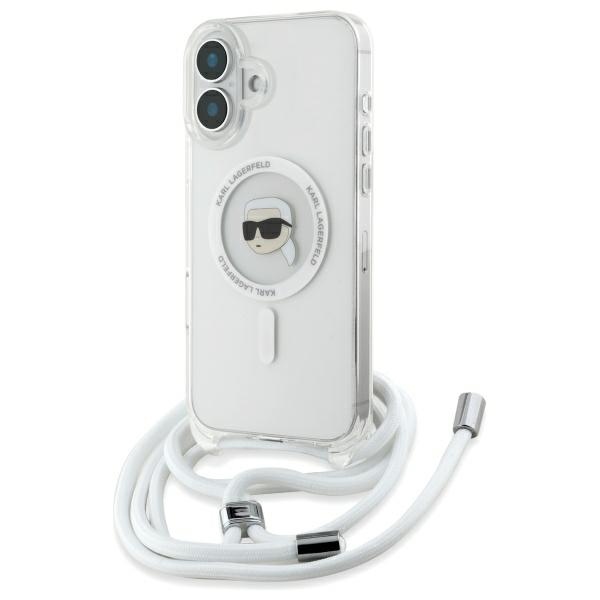Karl Lagerfeld soma pāri plecam IML Karl galvas MagSafe iPhone 16 viedtālruņa apvalks – caurspīdīgs