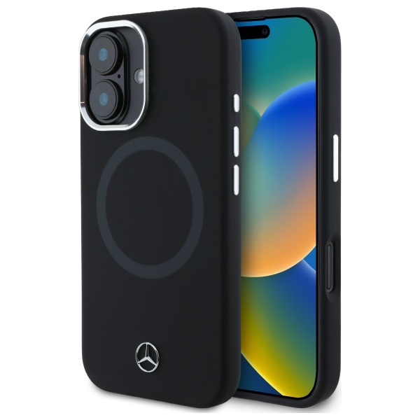 Mercedes MEHMP16S23SUTTK iPhone 16 6.1" melns/melns cietais apvalks Silikona Tonālais Logotips MagSafe