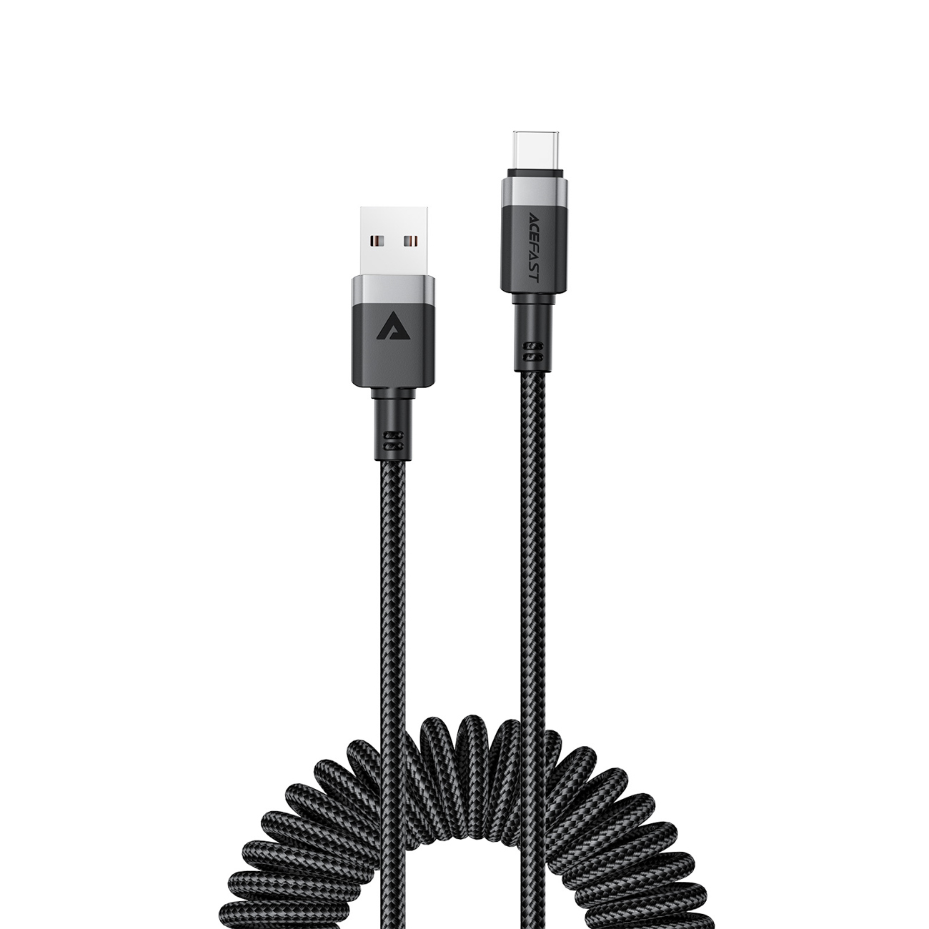 Acefast C14-04 USB-A - USB-C kabelis Spring 480Mb/s 3A 1,2 m - melns