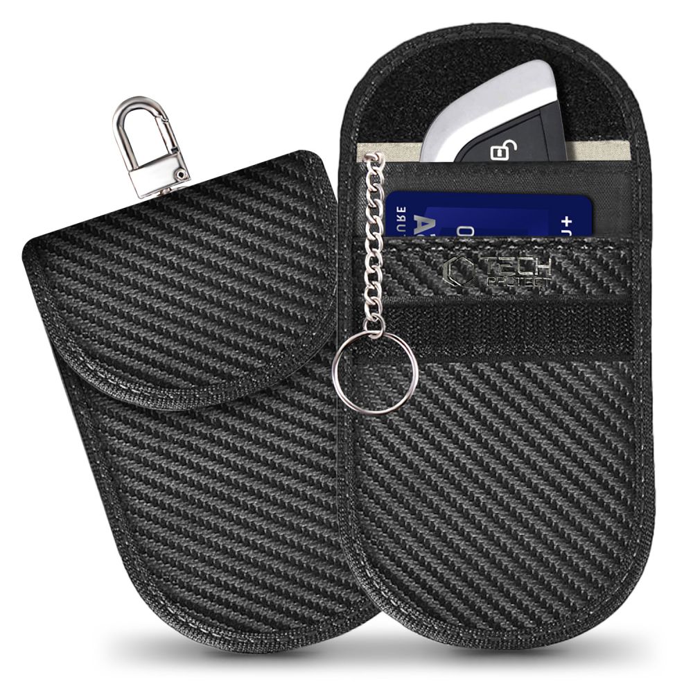 Tech-Protect KLR100 automašīnas atslēgu apvalks ar RFID aizsardzību - melns - oglekļa
