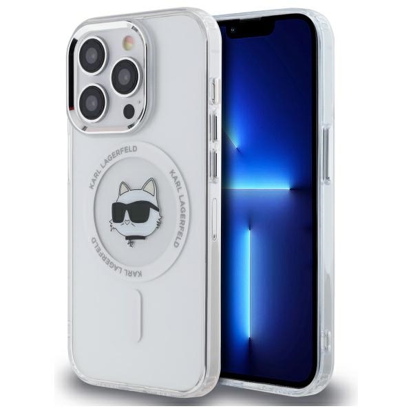 Karl Lagerfeld IML Metāla Choupette galva MagSafe apvalks iPhone 13 - balts