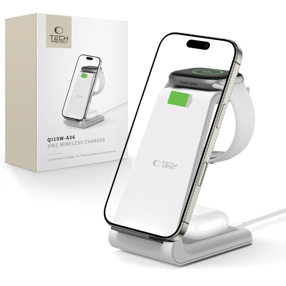 Tech-Protect QI15W-A36 3в1 Зарядная станция для Apple - белый