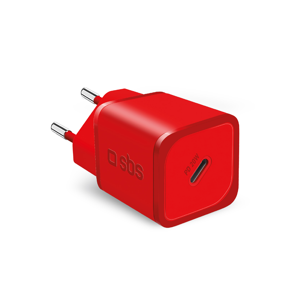 SBS TETRGAN1C20R 20W GaN sienas lādētājs ar Power Delivery - sarkans