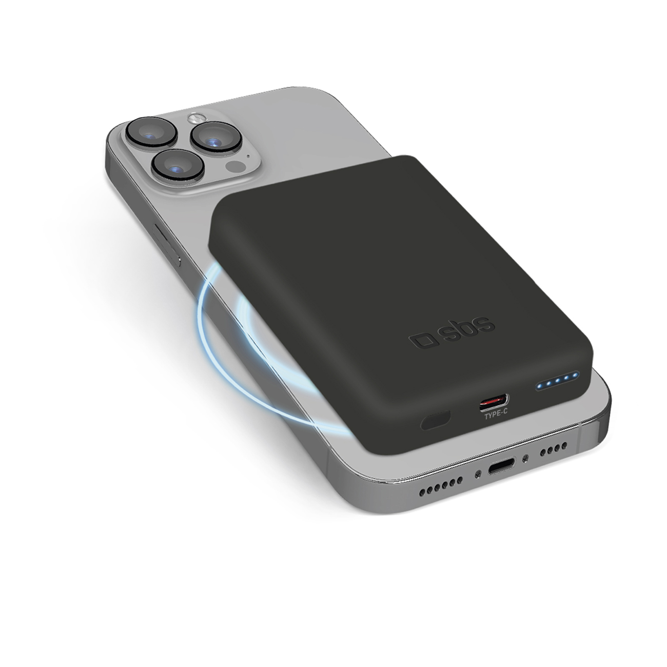SBS TEBB5000MAG1CK Bezvadu portatīvais lādētājs 5000 mAh USB-C, saderīga ar MagSafe - melna