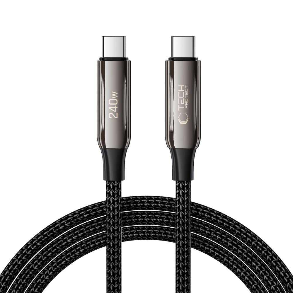 Tech-Protect UB10T Ultraboost USB-C PD240W/QC4.0 kabelis 200cm - melns