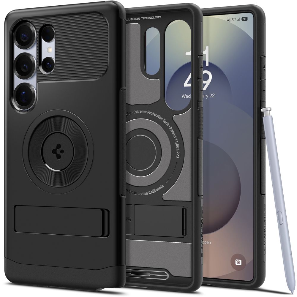 Spigen Slim Armor Mag MagSafe Viedtālruņa apvalks Samsung Galaxy S25 Ultra - melns