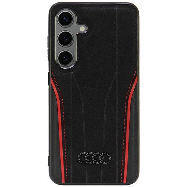 Audi īstas ādas magnētiskais MagSafe cietais viedtālruņa apvalks S24 S921 melni sarkans AU-TPUPCS24-R8/D3-RD
